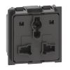 Single power socket 13A 250VAC black built-in multi standard K4139