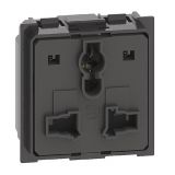 Електрически контакт, 13A, 250VAC, единичен, черен, за вграждане, мулти стандарт, K4139