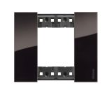 Frame, Bticino, Living Now, 2 modules, color black (night), KA4802DG