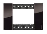 Frame, Bticino, Living Now, 3 modules, color black (night), KA4803DG