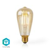 LED filament bulb (pear shape) 5W, E27, 230VAC, 500lm, 2200K, extra warm white, amber, WIFILF10GDST64 
