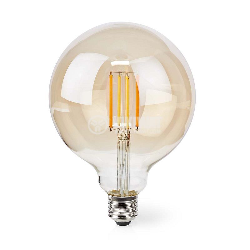 LED filament лампа G125, 7W, E27, 230VAC, 806lm, 1800-3000K, топло бял, кехлибар, WIFILRF10G125
 - 5