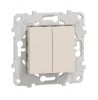 Double One-way switch, 10A, 250VAC, for built-in, ivory, New Unica, NU521144
