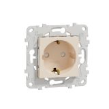 Single socket outlet, 16A, 250VAC, ivory, for built-in, schuko, New Unica, NU503644