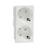 Double socket outlet, 16A, 250VAC, white, built-in, schuko, New Unica, NU306718A