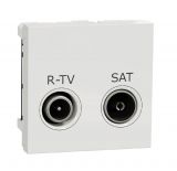 Розетка комбинирана, двойна, R-TV/SAT, за вграждане, цвят бял, NU345418
