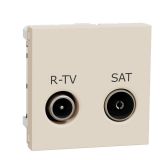 Socket, combined, R-TV, SAT, for built-in, cream, New Unica, Schneider, NU345444
