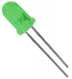 LED diode, Ф5 mm, green, 3000~4000 mcd, 20ma, 504LGD-12