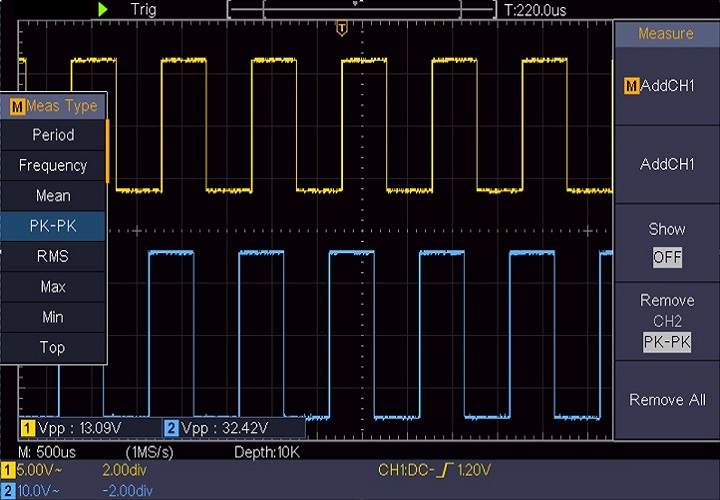 Цифров осцилоскоп P 1336, 50 MHz, 500 MSa/s, 2 канален, 10 kpts 