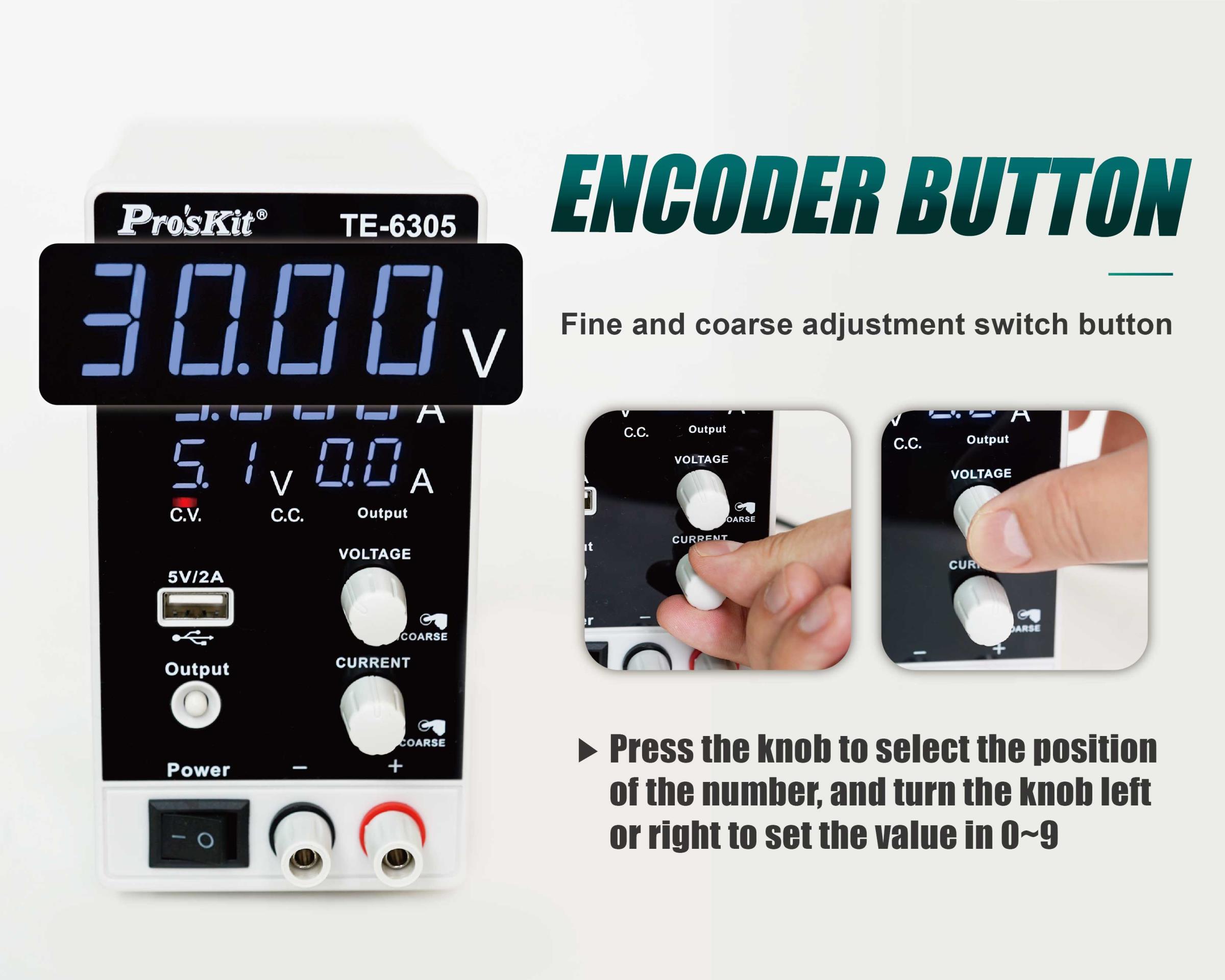 DC лабораторен захранващ блок , TE-6305F, USB, 0-30VDC, 0-5A, PRO'S KIT