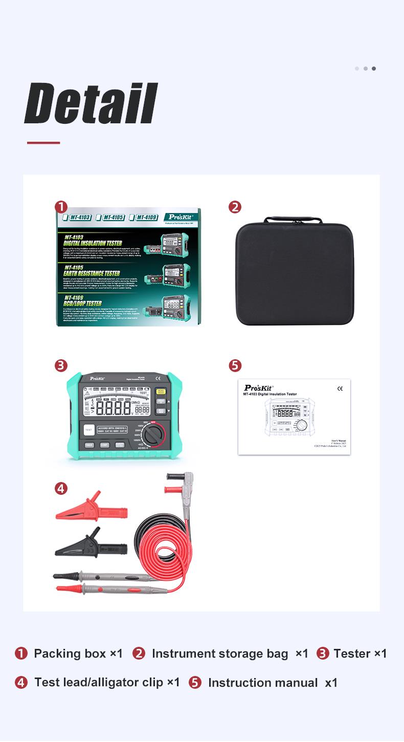 Тестер за съпротивление на изолация, LCD(1999), 750VAC, 1000VDC, MT-4103, PRO'S KIT
