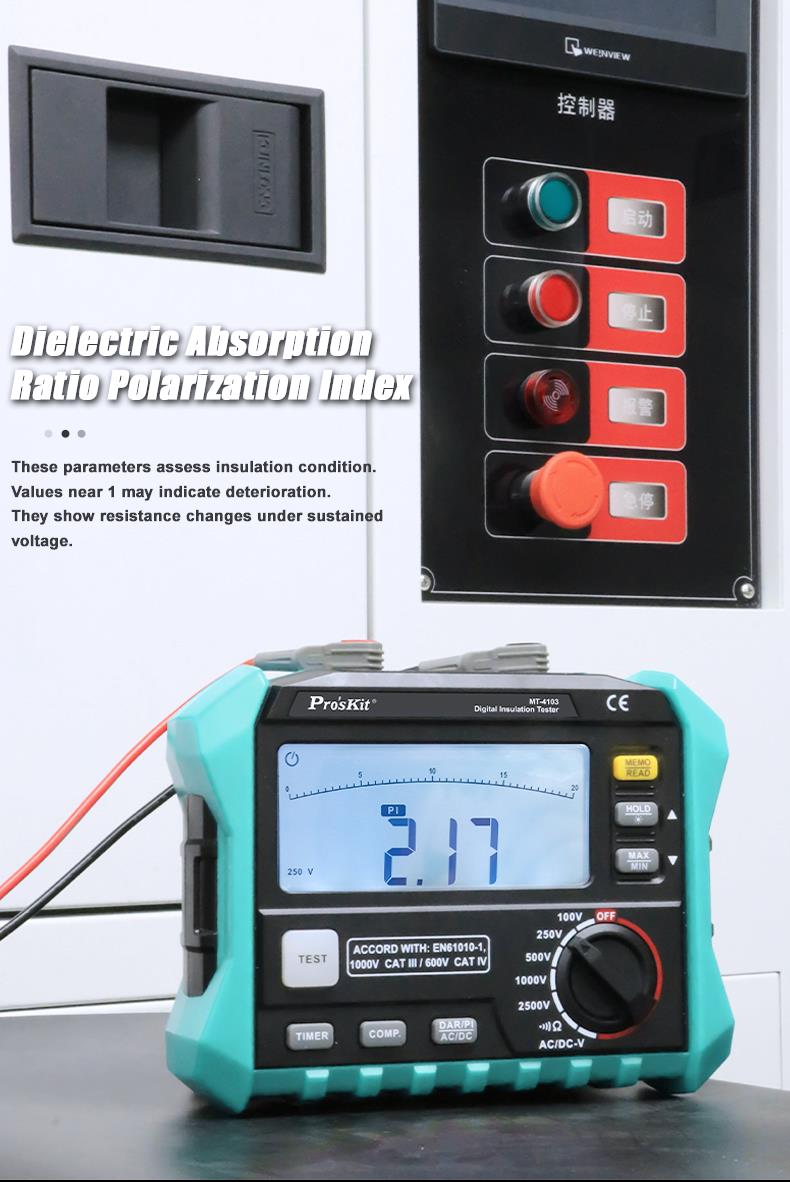 Тестер за съпротивление на изолация, LCD(1999), 750VAC, 1000VDC, MT-4103, PRO'S KIT