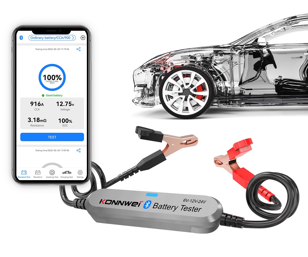 Тестер за акумулатори, 6 / 12 / 24 VDC, Bluetooth, BK200