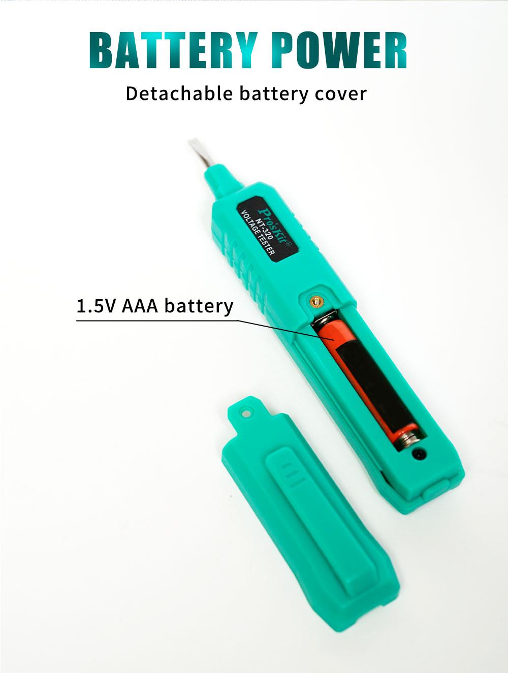 Безконтактен детектор (фазомер), 12~300VAC, LED, с фенерче, NT-320, PRO'S KIT