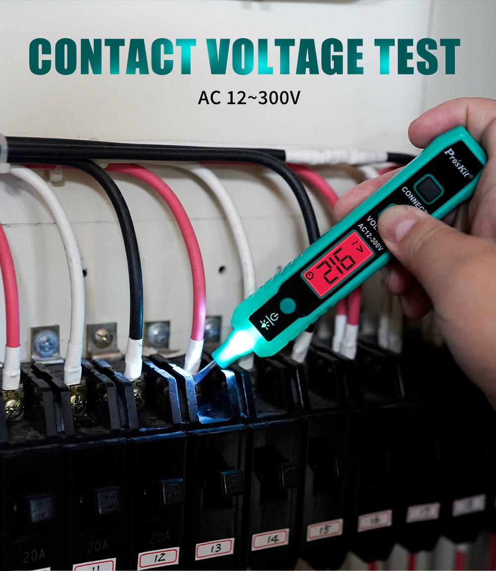 Безконтактен детектор (фазомер), 12~300VAC, LED, с фенерче, NT-320, PRO'S KIT