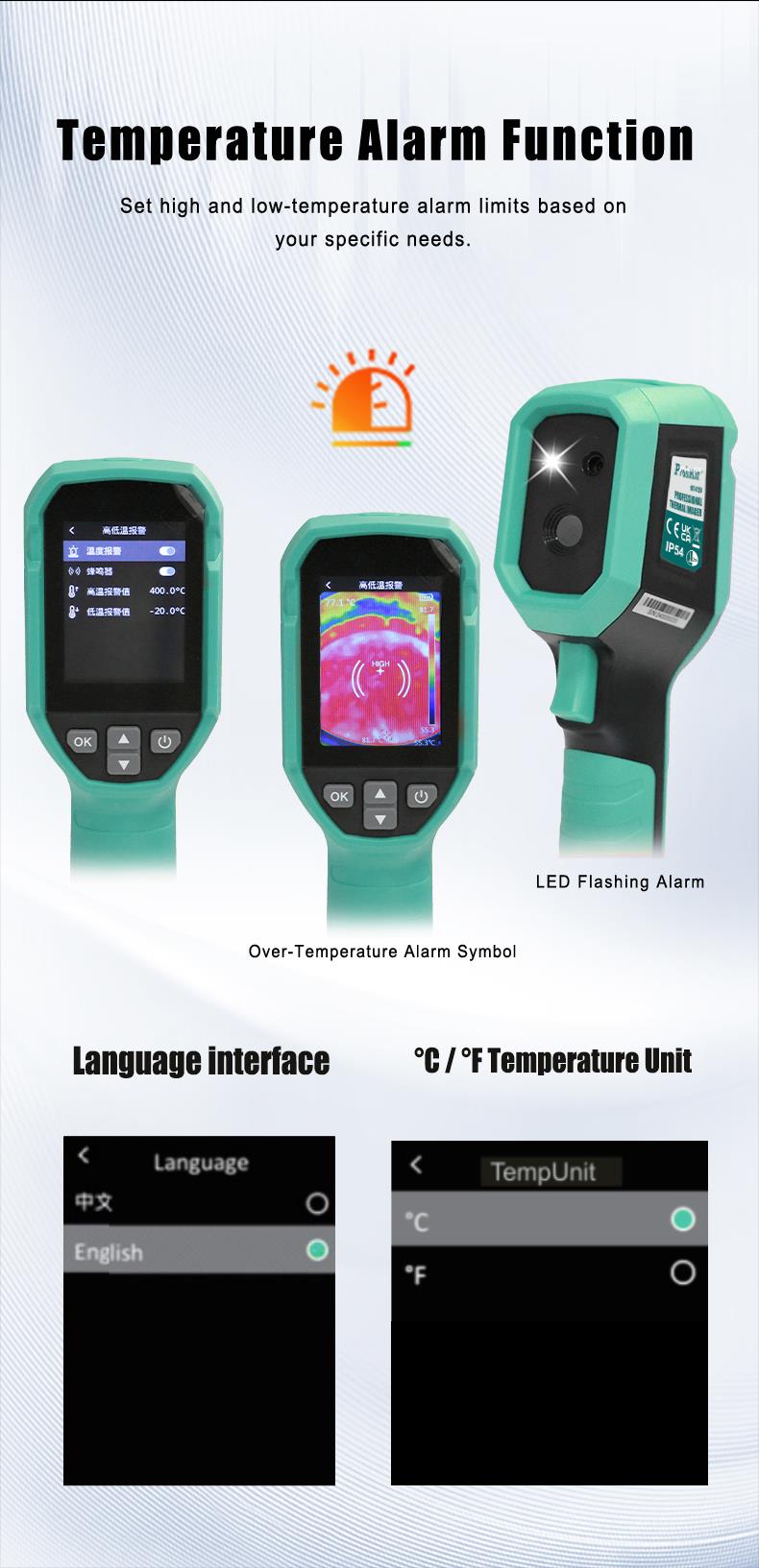 Thermal imaging camera MT-6120, -20~400°C, ±2°C, 60mK, Li-ion, USB-C, PR, PRO'S KIT