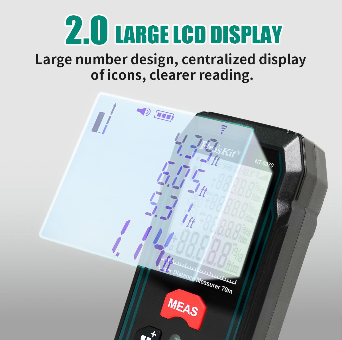 Laser tape measure, NT-6370, 0.05-70m, 620-670nm, Pro's Kit