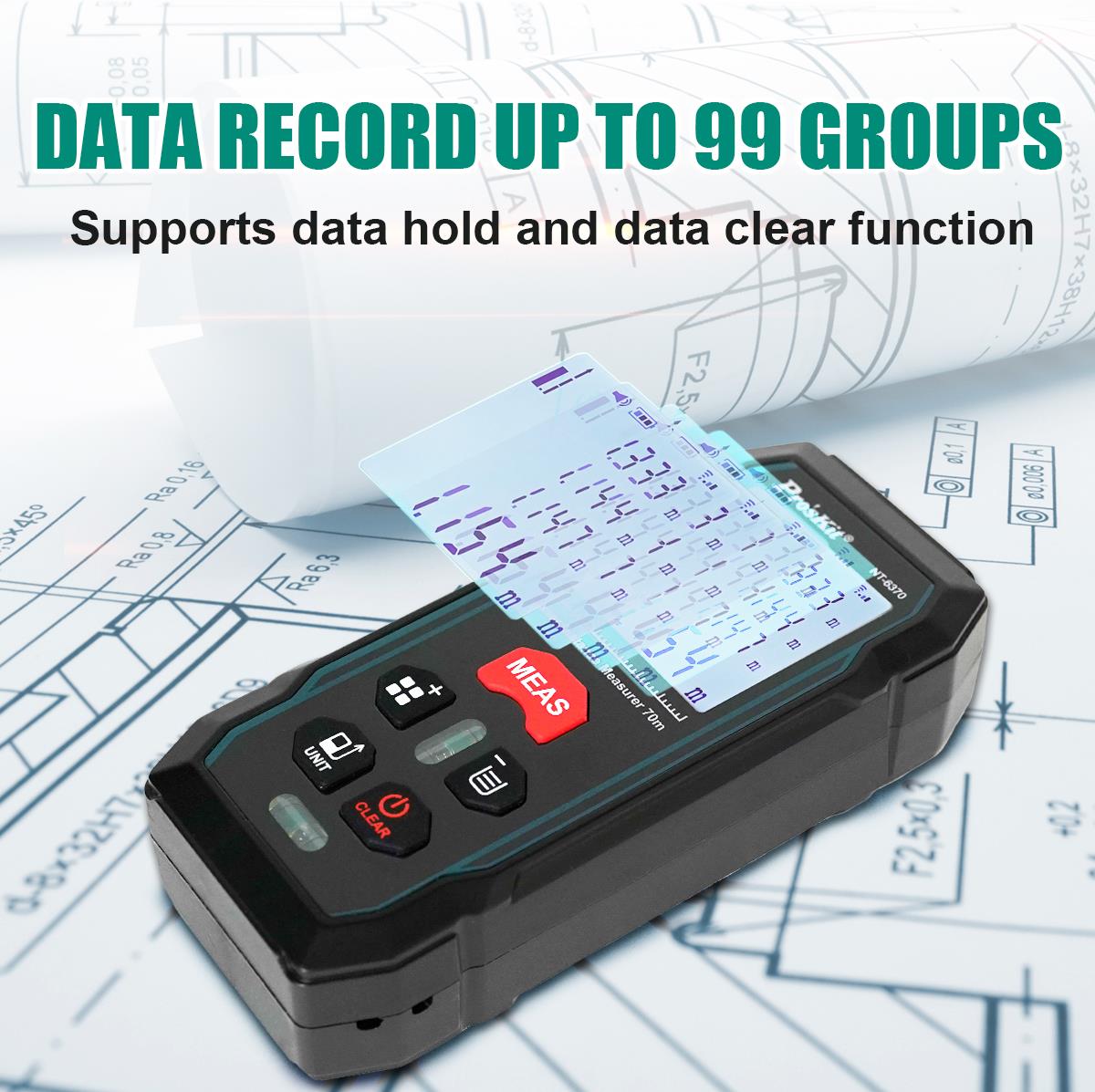 Laser tape measure, NT-6370, 0.05-70m, 620-670nm, Pro's Kit