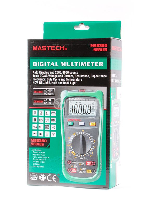 Мултиметър MS8360G, LCD (4000), Vdc, Vac, Adc, Aac, Ohm, F, °C, Hz - 6