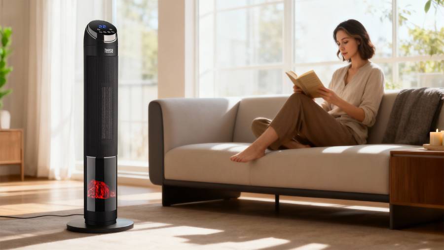 Вентилаторна печка, LED дисплей, 1000/2000W, черна, TSA9017, TEESA