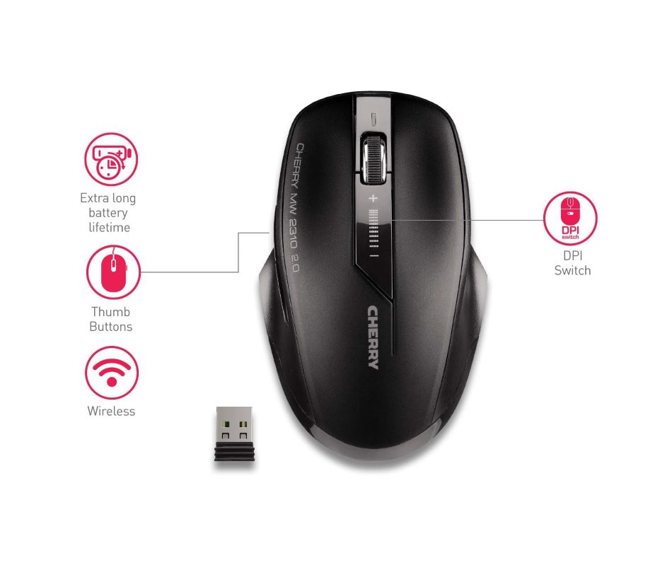 Безжична мишка CHERRY, USB, JW-T0320, черна