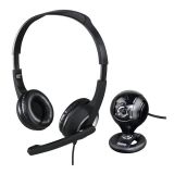 Комплект, слушалки с микрофон HS-P150, WEB камера C-200, черен
