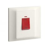 Water heater DP switch, 45A, 250VAC, red neon indicator, cream, 617876, LEGRAND
