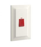 Water heater DP switch, 45A, 250VAC, red neon indicator, cream, 617077, LEGRAND

