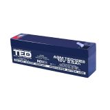 Sealed Lead Acid Battery, 12V, 2.5Ah, TED-1225, TED ELECTRIC