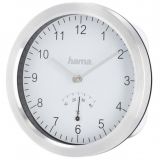 Стенен часовник за баня, сребрист, мини, ф170mm, кварцов механизъм, HAMA-186414
