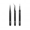 Set of tweezers 3pcs insulated EU145060-3 curve straight pointed - 1