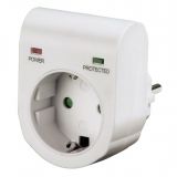 Wall socket plug adapter, 16A, 250VAC, protection, white, HAMA-47771