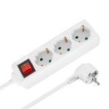 3-way power strip, 5m cable, with switch, white, URZ3573-5