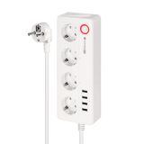 Wi-Fi smart Разклонител 4-ка, 4xUSB, 1.6m, бял, KM2250