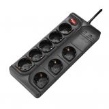 Power strip, 8 sockets, 16A, 250VAC,  switche, black, HAMA-137263