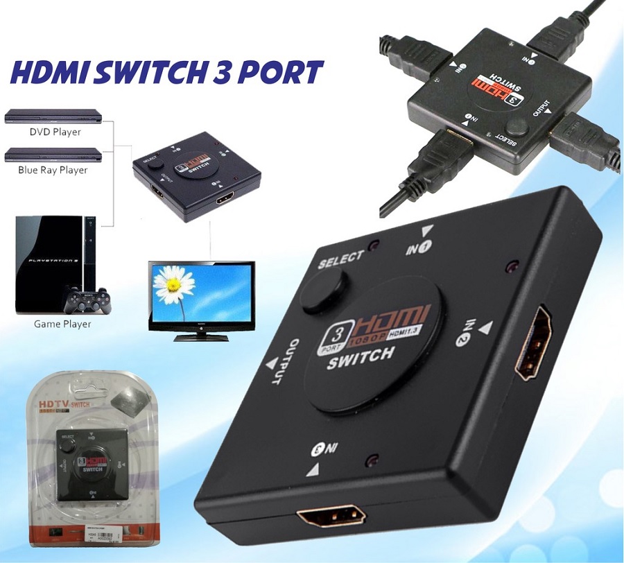 HDMI switch 3xHDMI F HDMI F черен