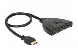 HDMI with 3 inputs and 1 output, 0.5m, 4K, 18600 DeLock