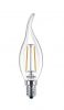 LED filament bulb (candle tail) 2W, E14, C37, 220VAC, 250lm, 2700K, Philips 
