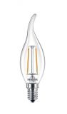 LED filament bulb, 2W, E14, C37, 220VAC, 250lm, 2700K, candle tail, Philips
