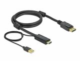 Cable DP/M - HDMI/M, USB, 1m, black, gold-plated connectors, DeTech