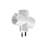 3-way Plug In Socket Extender with earthing (schuko), 10A, 230VAC, white, BY72-02033, Braytron