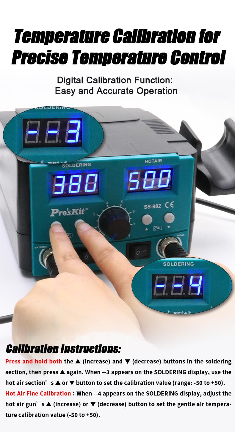 Станция с горещ въздух, комбинирана, SS-982B, 750W, 100-500°C, PRO'S KIT