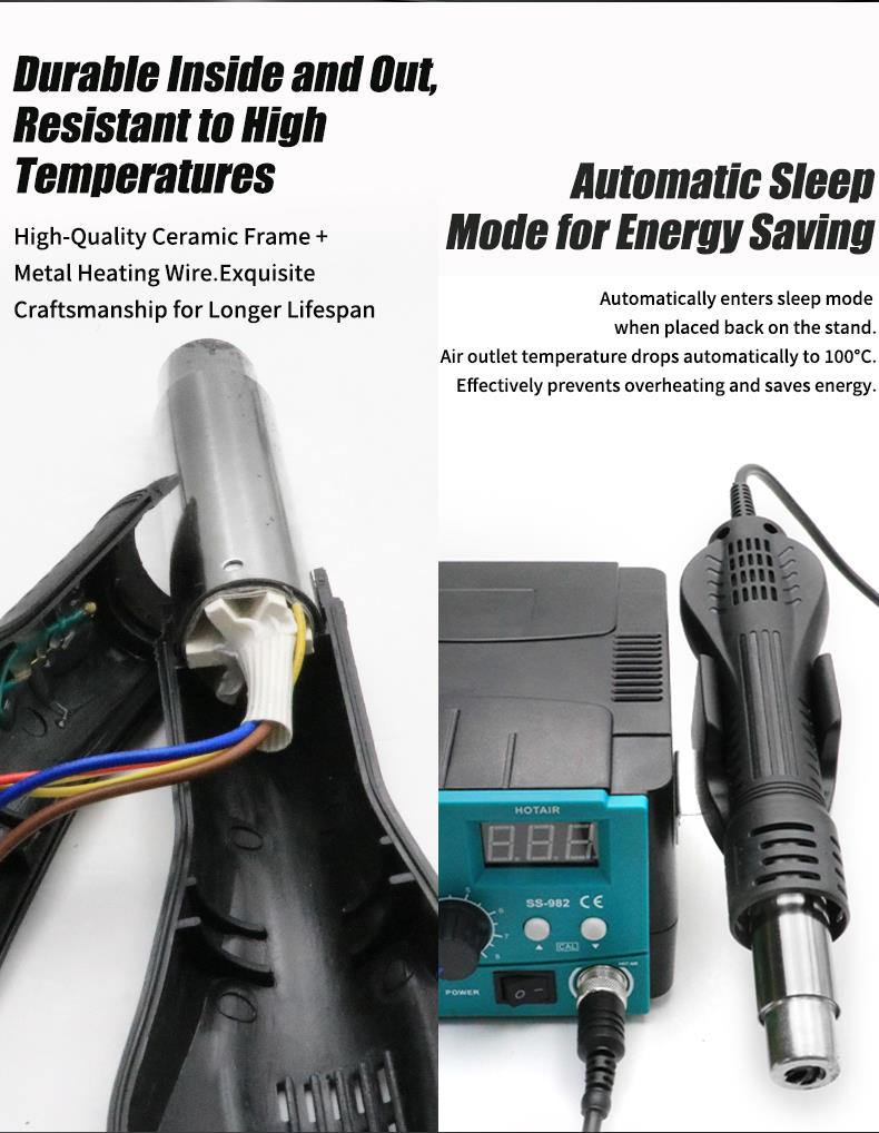 Станция с горещ въздух, комбинирана, SS-982B, 750W, 100-500°C, PRO'S KIT