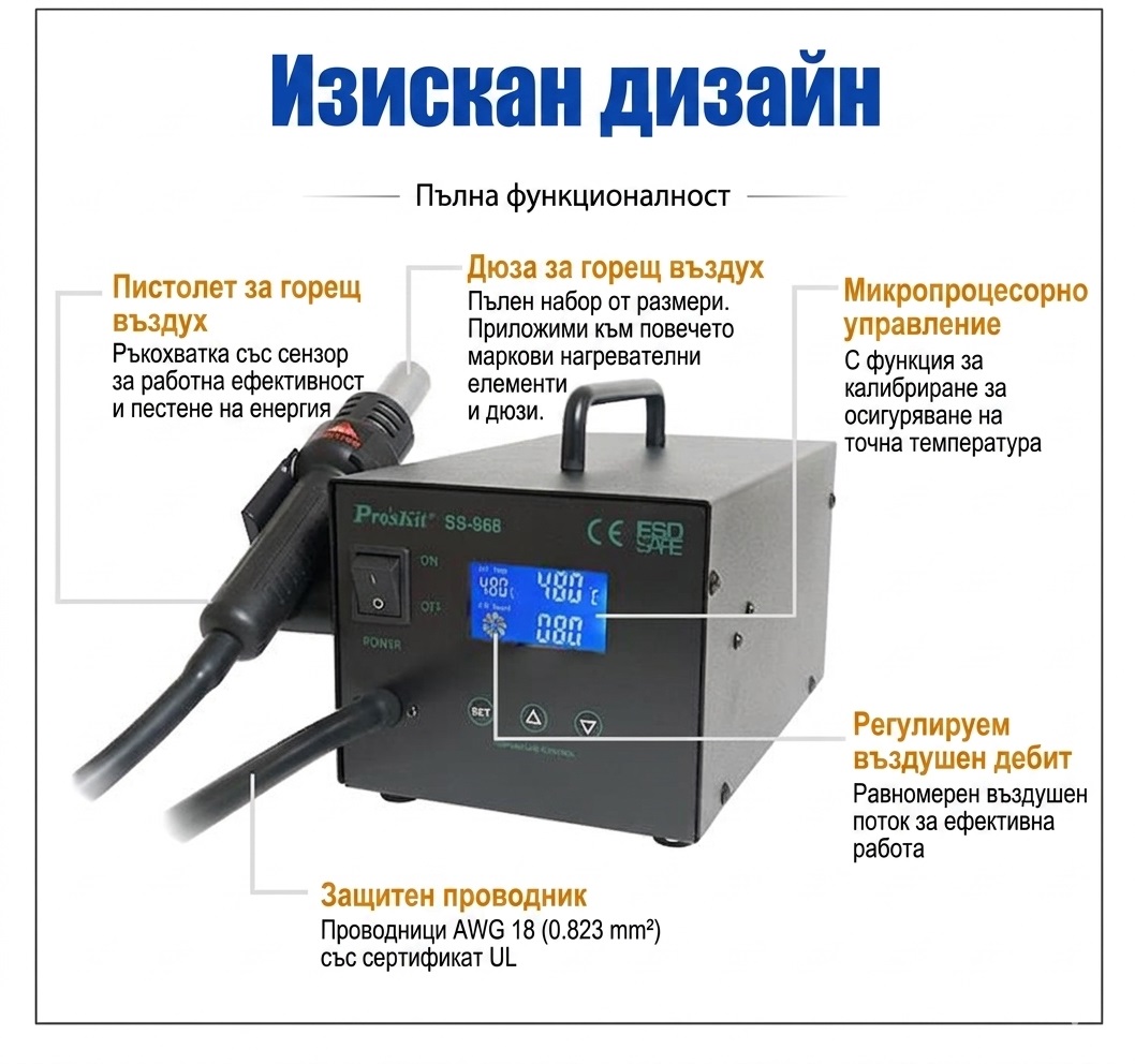 Поялник, нагревателен, SI-139B, регулируем, 230VAC, 15/30W, конусна човка