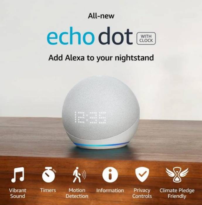 Смарт колона за гласов контрол, Amazon Echo Dot 5, Wi-Fi, Bluetooth, бял