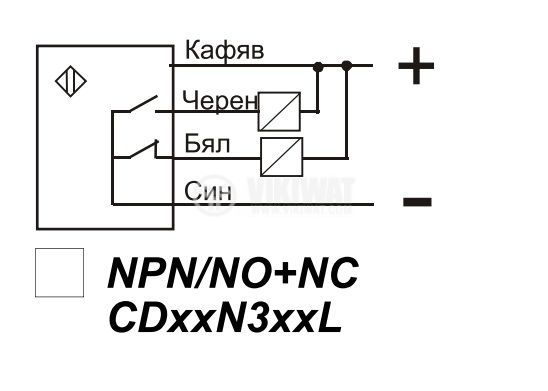 Капацитивен датчик, CD30N32L, 10-30 VDC, NPN, NO+NC, М30x80mm, 15mm, неекраниран - 4