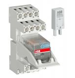 Relay electromagnetic CR-M230AC4SS92CV with socket, coil 230VAC, 6A, 250VAC, 4PDT, 4NO+4NC, LED