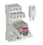 Relay electromagnetic CR-M024AC4LS62CV with socket, coil 24VAC, 6A, 250VAC, 4PDT, 4NO+4NC, LED