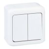 Electric switch double one-way, 10A, 250VAC, surface mounting, white, Forix, 782362
