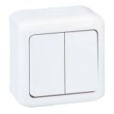 Electric switch double one-way, 10A, 250VAC, surface mounting, white, Forix, 782362